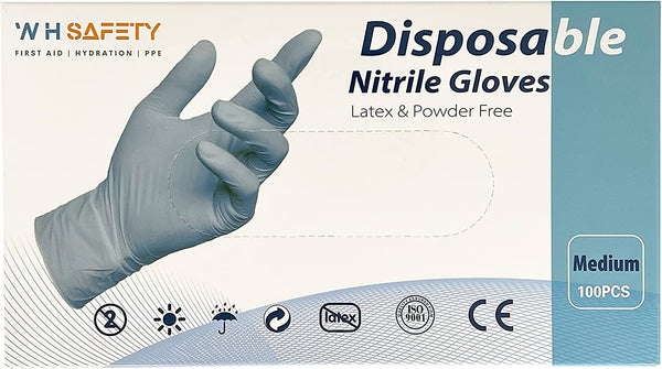 WH Safety Nitrile Gloves | Latex Free & Powder Free Surgical Gloves | Non-Sterile Exam Gloves | Disposable | Multipurpose Powder Free Gloves