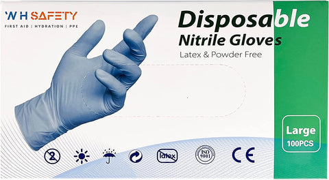 WH Safety Nitrile Gloves | Latex Free & Powder Free Surgical Gloves | Non-Sterile Exam Gloves | Disposable | Multipurpose Powder Free Gloves