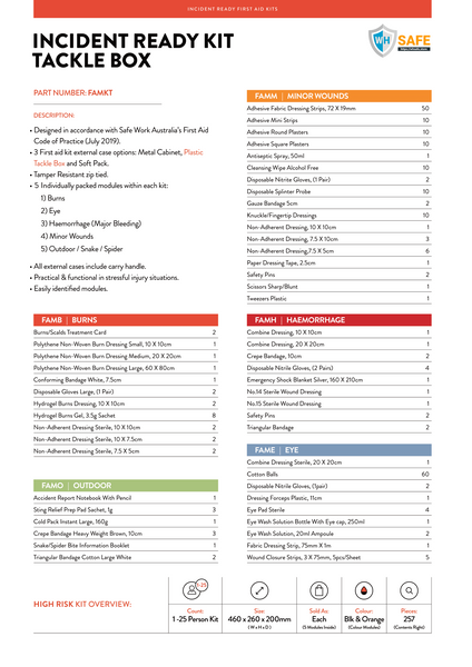 Mediq Incident Ready First-Aid Kit - Plastic Tackle Box (High Risk) - WHSAFETY