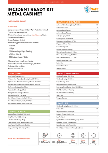 Mediq Incident Ready First-Aid Kit - Metal Cabinet (High Risk) - WHSAFETY